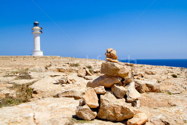 Barbaria formentera Lighthouse make a wish stones Stock photo © lunamarina