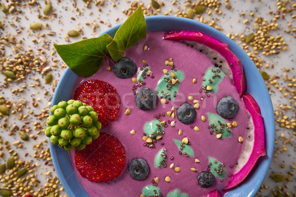 Acai bowl smoothie with chia strawberry blueberry Stock photo © lunamarina