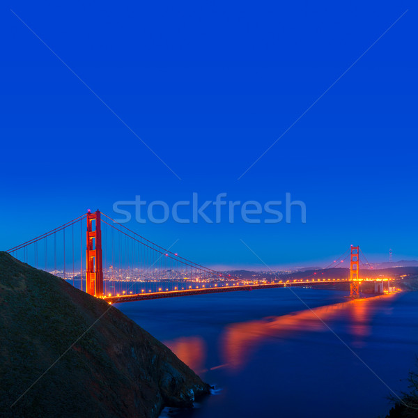 Foto stock: San · Francisco · Golden · Gate · Bridge · puesta · de · sol · California · EUA · cielo