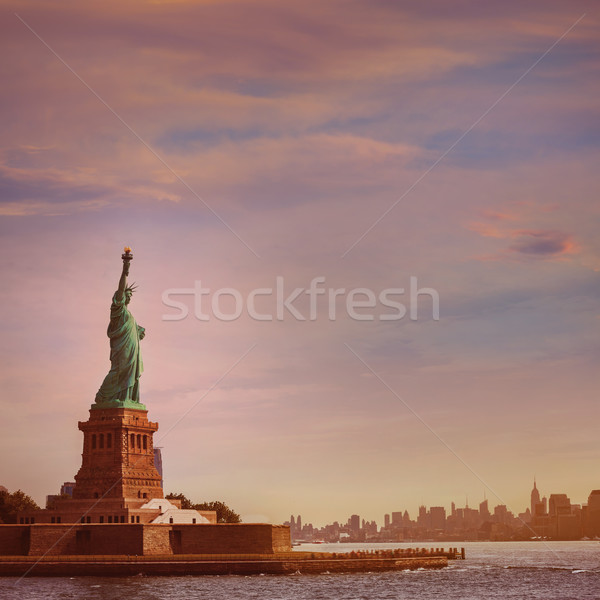 Statue of Liberty New York and Manhattan USA Stock photo © lunamarina