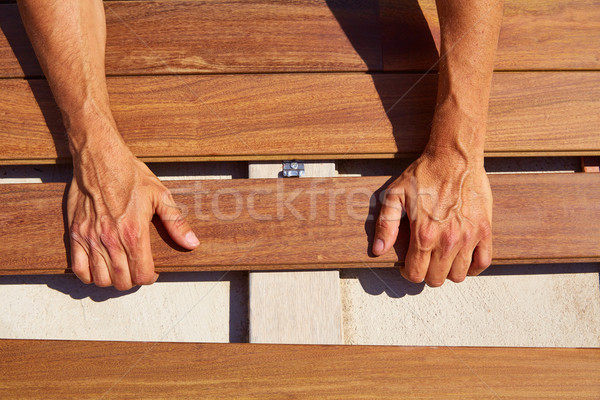 [[stock_photo]]: Pont · bois · installation · mains · texture · maison