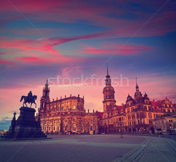 Dresden sunset at Theaterplatz in Saxony Germany Stock photo © lunamarina