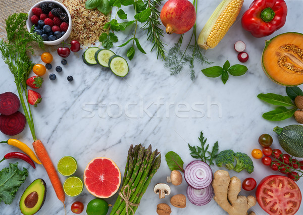 Healthy food vegetables for heart heath on marble Stock photo © lunamarina