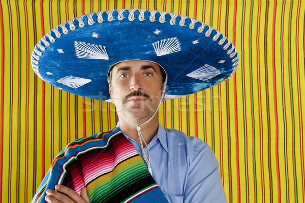Mexican mustache man sombrero portrait shirt Stock photo © lunamarina