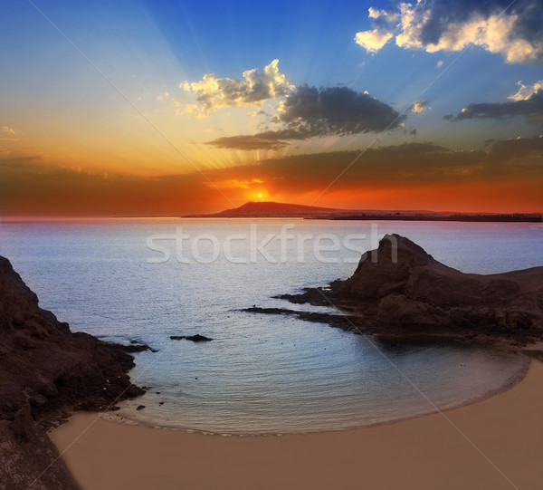 Lanzarote Playa Papagayo beach sunset Stock photo © lunamarina