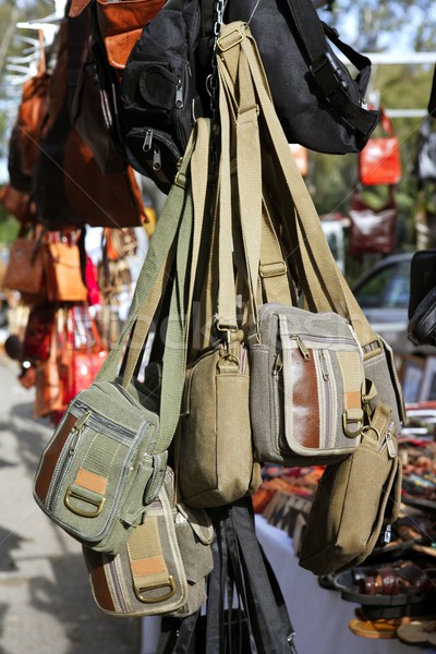 bags hanging in market shop green khaki brown Stock photo © lunamarina