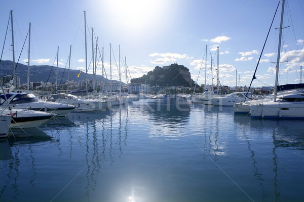 美麗 碼頭 帆船 視圖 藍色 水 商業照片 © lunamarina