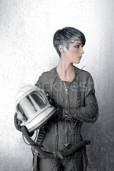 ストックフォト: ファッション · 銀 · 女性 · 宇宙船 · 宇宙飛行士 · ヘルメット