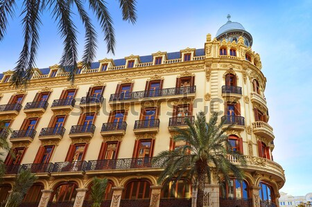 Valencia Ayuntamiento city town hall with fallas flags Stock photo © lunamarina