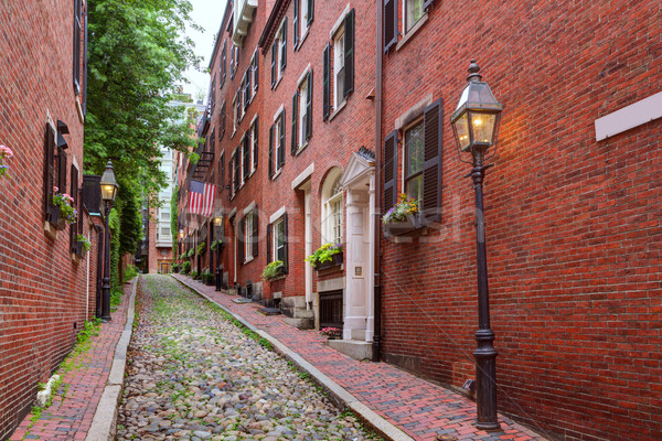 Acorn street Beacon Hill cobblestone Boston Stock photo © lunamarina