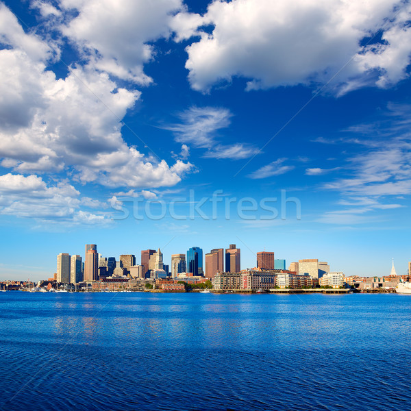 Boston skyline with river sunlight Massachusetts Stock photo © lunamarina