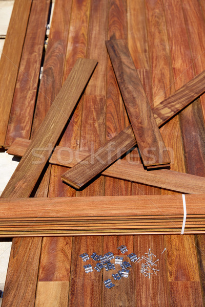 Zdjęcia stock: Pokład · drewna · instalacja · tekstury · domu · retro