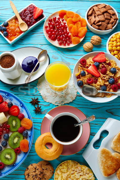 早餐 自助餐 健康 大陸 咖啡 橙汁 商業照片 © lunamarina