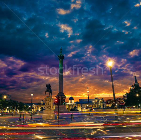 Stockfoto: Londen · vierkante · zonsondergang · kolom · Engeland · stad