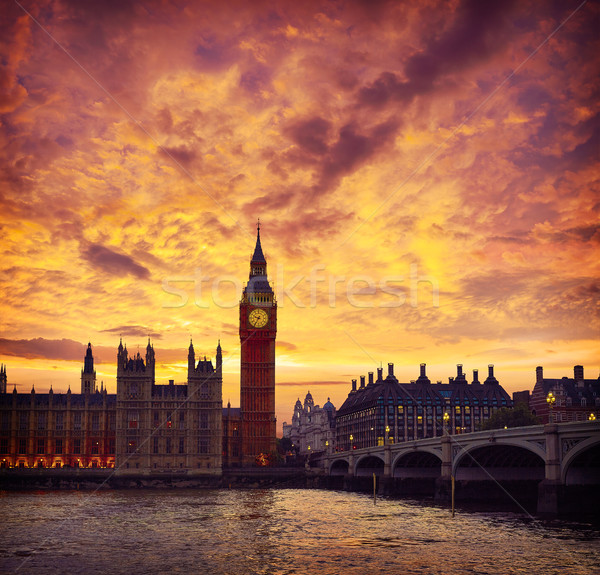 Big Ben horloge tour Londres thames rivière [[stock_photo]] © lunamarina