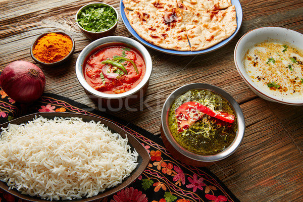 Palak Panner and Chicken Tikka Masala indian Stock photo © lunamarina