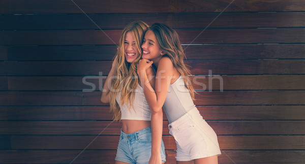 Best friends teen girls having fun together Stock photo © lunamarina