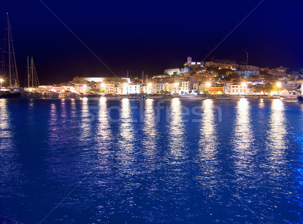 Ibiza island Eivissa town night view Stock photo © lunamarina