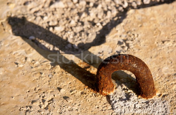 aged rusty shackle in dock concrete stone Stock photo © lunamarina