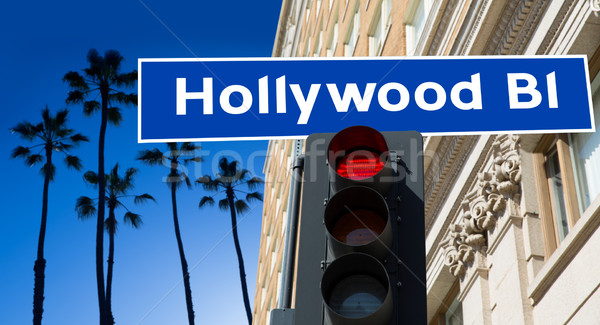 Hollywood Boulevard sign illustration on palm trees Stock photo © lunamarina