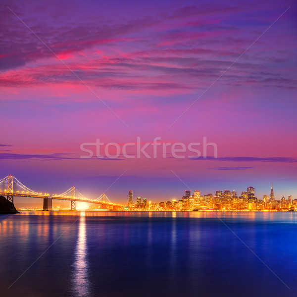 Сан-Франциско закат Skyline Калифорния воды отражение Сток-фото © lunamarina