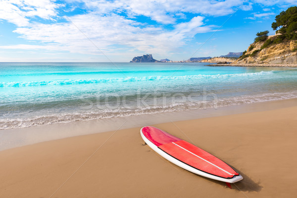 Moraira playa El Portet beach with paddle sufrboard at Alicante Stock photo © lunamarina