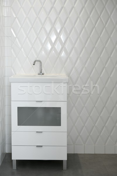 Stock foto: WC · Waschbecken · weiß · Zimmer · Diamant · Form
