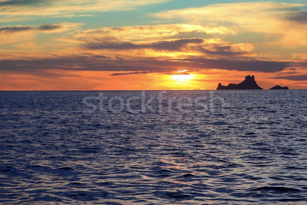 ibiza sunset Es Vedra from Formentera balearic Stock photo © lunamarina