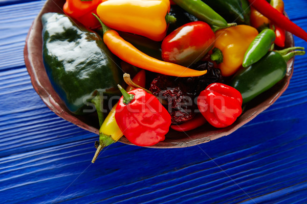 Mexikói forró chilipaprika színes keverék serrano Stock fotó © lunamarina