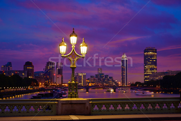倫敦 日落 泰晤士 河 大本鐘 英國 商業照片 © lunamarina