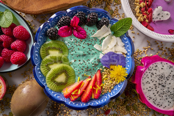Acai bowl smoothie kiwi blackberry strawberry Stock photo © lunamarina
