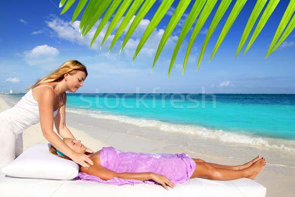 Reiki massagem caribbean praia mulher férias Foto stock © lunamarina