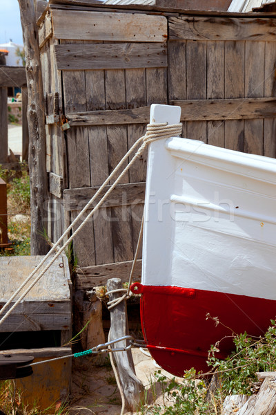 Mediterranean wood boat painted bow detail Stock photo © lunamarina