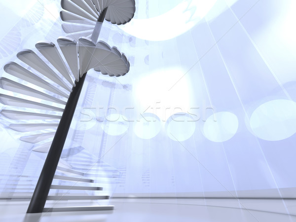 Futuristic round indoor with glass spiral staircase Stock photo © lunamarina