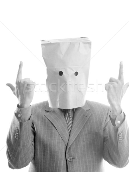 Businessman with paper bag in head Stock photo © lunamarina
