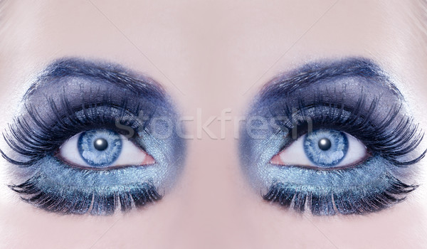 Blue eyes macro closeup fantasy fashion makeup Stock photo © lunamarina