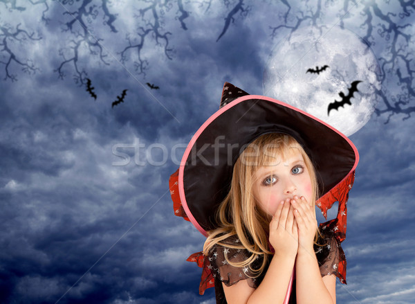 Zdjęcia stock: Halloween · bać · dziecko · dziewczyna · ciemne · księżyc