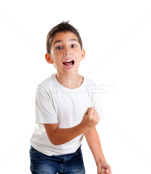 Kinderen opgewonden kid winnaar gebaar schreeuwen Stockfoto © lunamarina