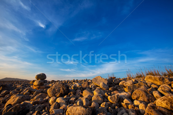 Ibiza Cap des Falco beach rolling stones in San Jose Stock photo © lunamarina