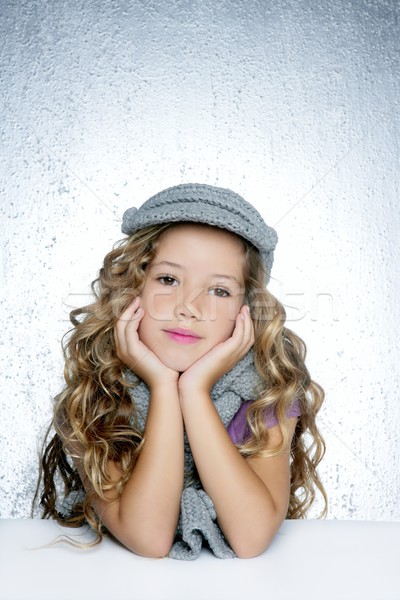 Stock photo: winter cap wool scarf little fashion girl portrait