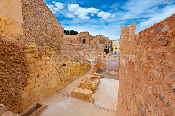 Roman Amphitheater Spanien Himmel Gebäude blau Stock foto © lunamarina