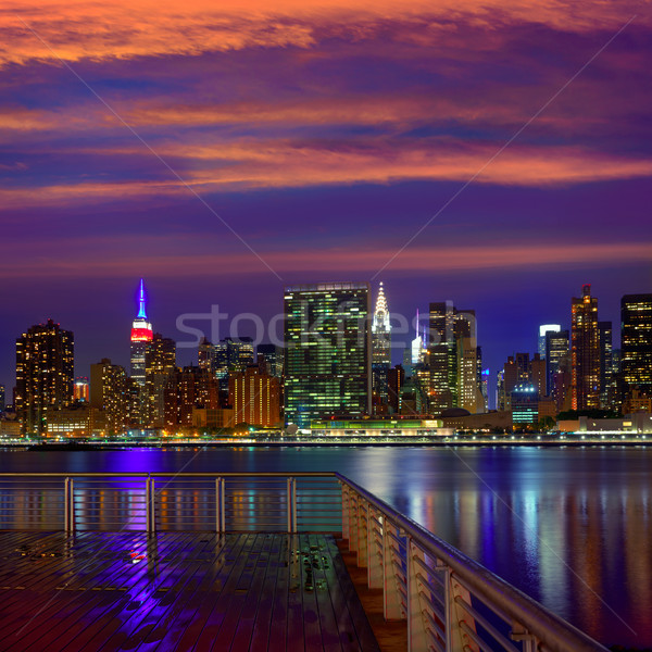 Manhattan New York sunset skyline from East Stock photo © lunamarina