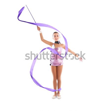 Kid girl ribbon rhythmic gymnastics exercise Stock photo © lunamarina