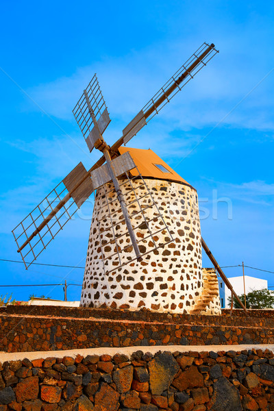 Lajares windmill Fuerteventura at Canary Islands Stock photo © lunamarina