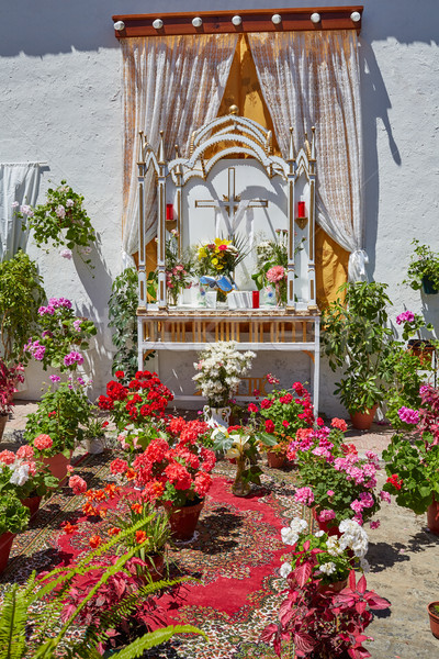 Monesterio religious flowers altar by via de la Plata Stock photo © lunamarina