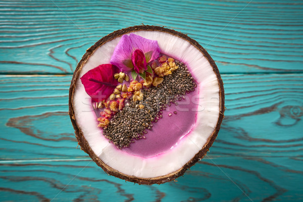 Acai bowl smoothie inside coconut chia granola Stock photo © lunamarina