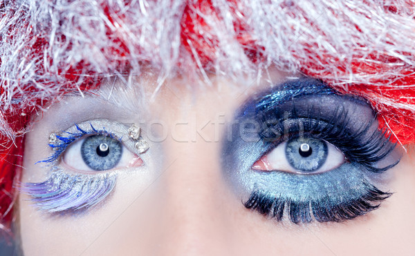 christmas concept eye makeup winter red silver macro Stock photo © lunamarina