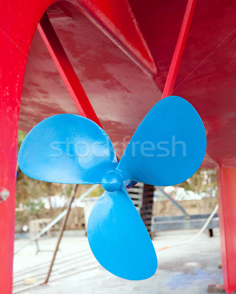 blue sailboat propeller in a red hull Stock photo © lunamarina