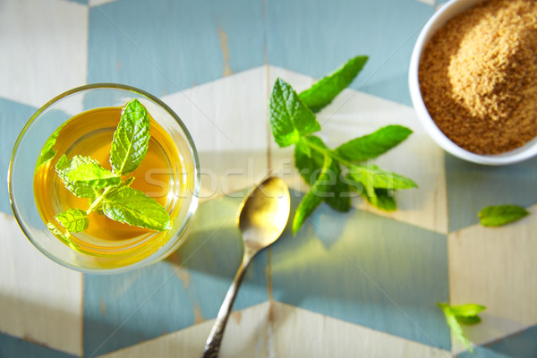 green tea with mint Moroccan style Stock photo © lunamarina