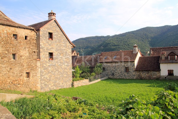 Pyrenees stone houses in Anso valley Huesca Stock photo © lunamarina